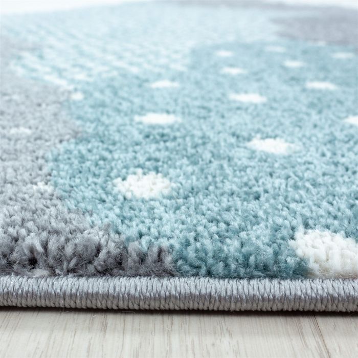 Bambi Wolken kinderzimmer teppich kurzflor rechteckig 80x150cm blau