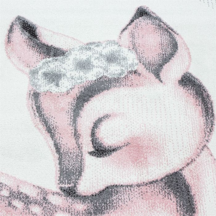 Bambi Reh kinderzimmer teppich kurzflor rechteckig 80x150cm rosa