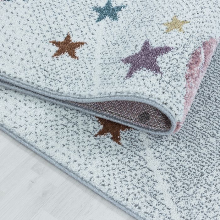 Funny Planet baby kinderzimmer teppich kurzflor rund Ø 160cm weiß
