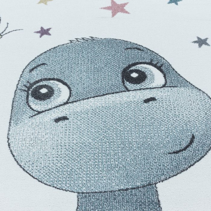 Funny Dino baby kinderzimmer teppich kurzflor rund Ø 160cm blau