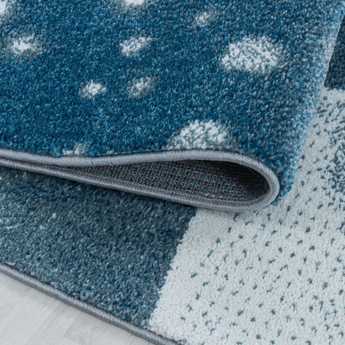 Funny Pinguin baby kinderzimmer teppich kurzflor rund Ø 120cm blau