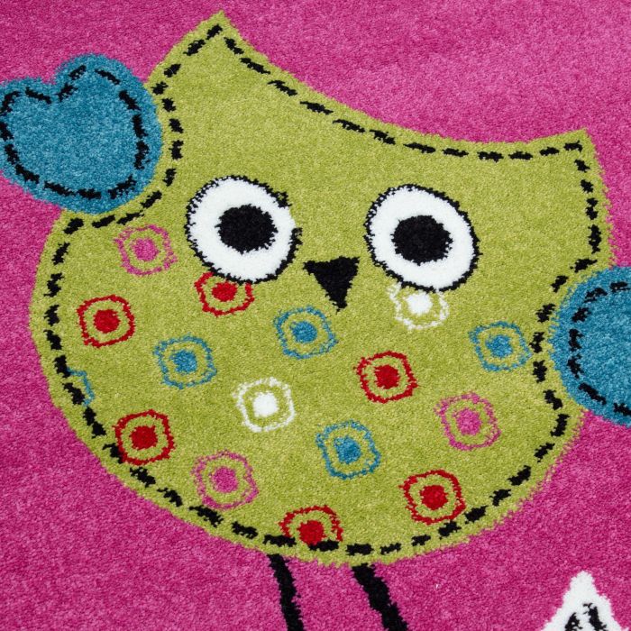 Kids Eulen kinderzimmer teppich kurzflor rechteckig 80x150cm lila