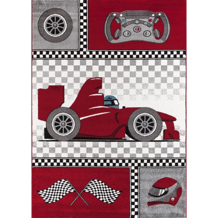 Kids Rennauto kinderzimmer teppich kurzflor rechteckig 80x150cm rot