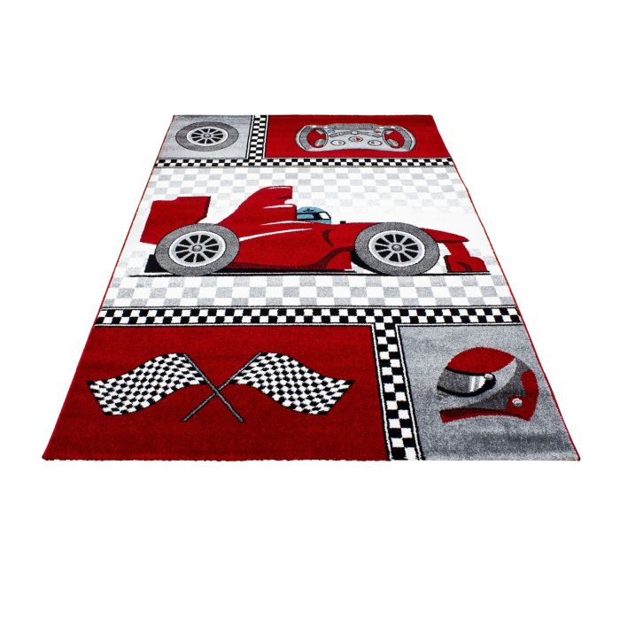 Kids Rennauto kinderzimmer teppich kurzflor rechteckig 80x150cm rot