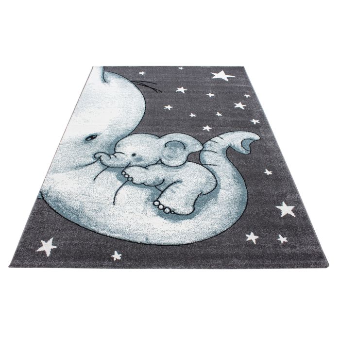 Kids Elefant kinderzimmer teppich kurzflor rechteckig 160x230cm blau