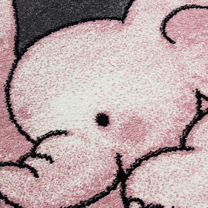 Kids Elefant kinderzimmer teppich kurzflor rechteckig 80x150cm rosa
