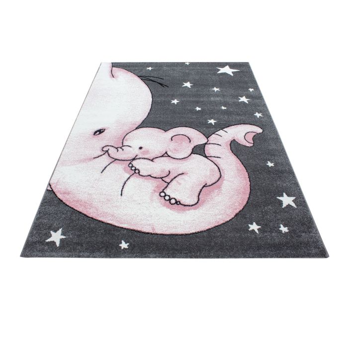 Kids Elefant kinderzimmer teppich kurzflor rechteckig 80x150cm rosa