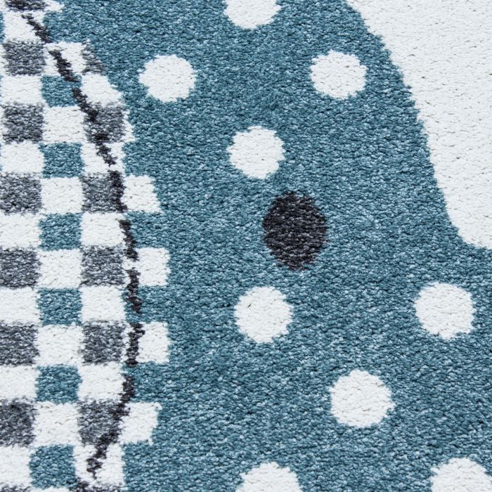 Kids Baby Elefant kinderzimmer teppich kurzflor rund Ø 160cm blau