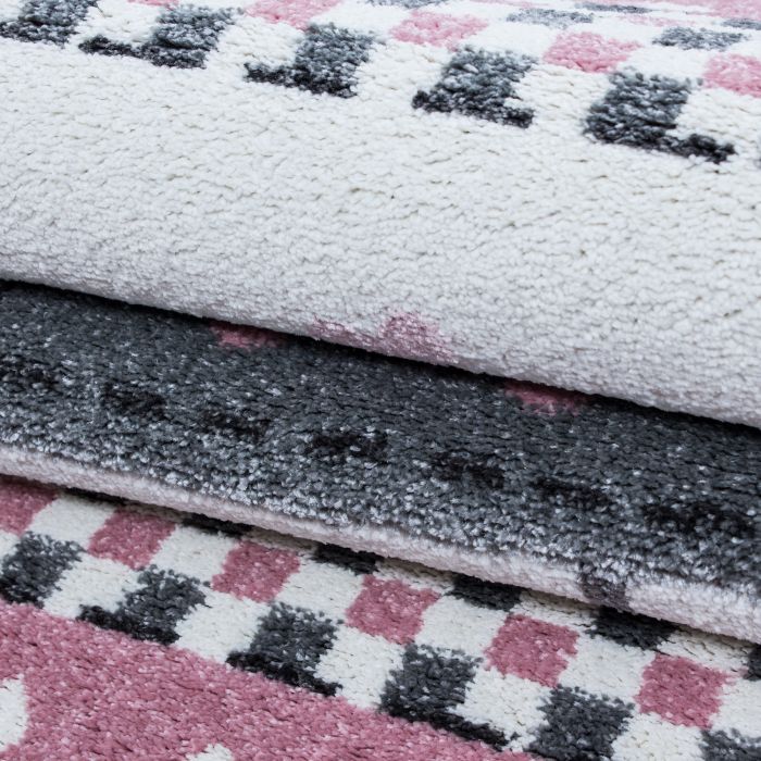 Kids Baby Elefant kinderzimmer teppich kurzflor rund Ø 160cm rosa