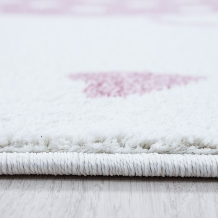 Kids Baby Elefant kinderzimmer teppich kurzflor rund Ø 160cm rosa