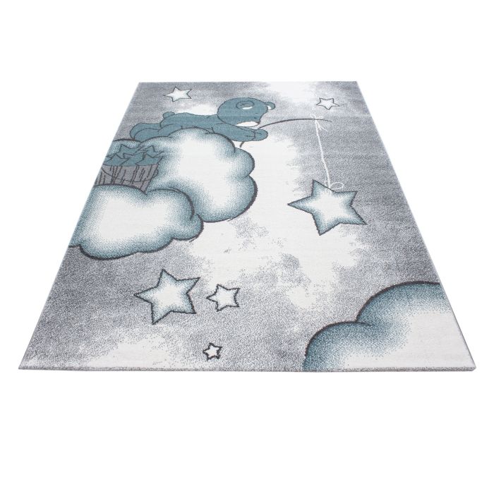 Kids Wolken kinderzimmer teppich kurzflor rechteckig 80x150cm blau