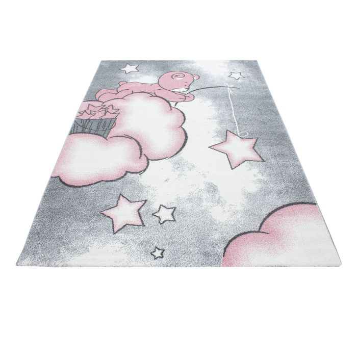 Kids Wolken kinderzimmer teppich kurzflor rechteckig 80x150cm rosa