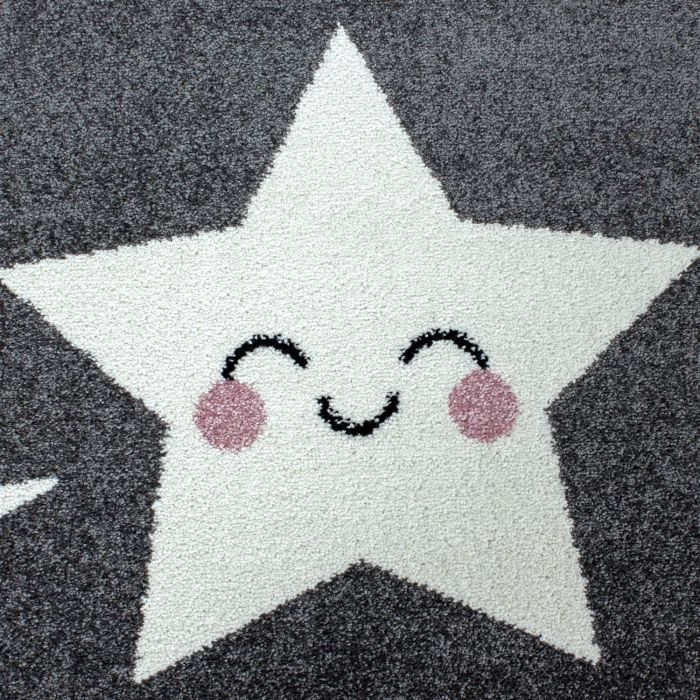 Kids Sterne kinderzimmer teppich kurzflor rechteckig 80x150cm grau