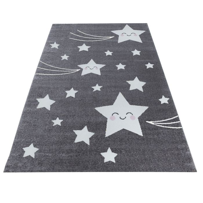 Kids Sterne kinderzimmer teppich kurzflor rechteckig 80x150cm grau