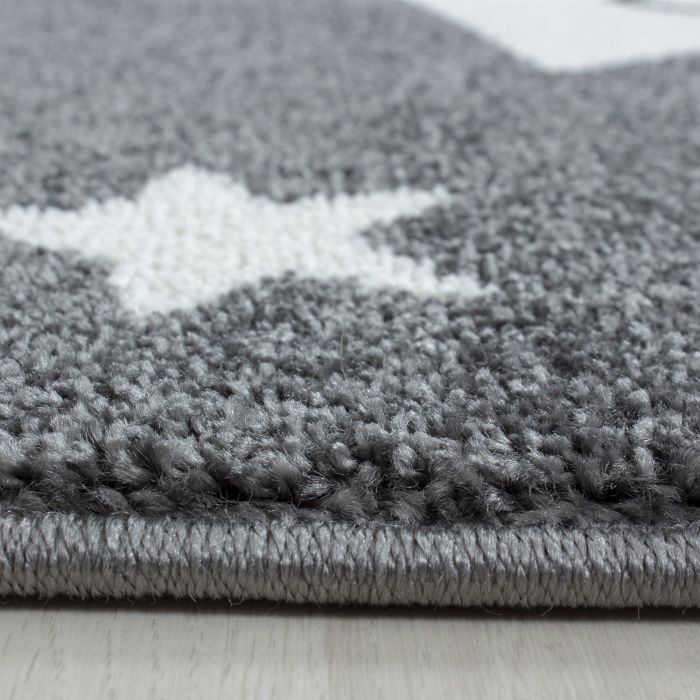 Kids Sterne kinderzimmer teppich kurzflor rechteckig 80x150cm grau