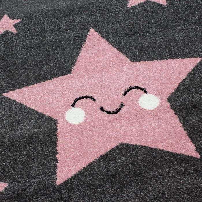 Kids Sterne kinderzimmer teppich kurzflor rechteckig 80x150cm rosa