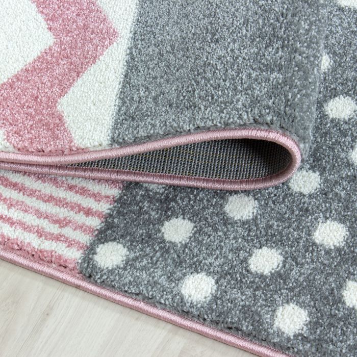 Kids Wunderland kinderzimmer teppich kurzflor rund Ø 120cm rosa
