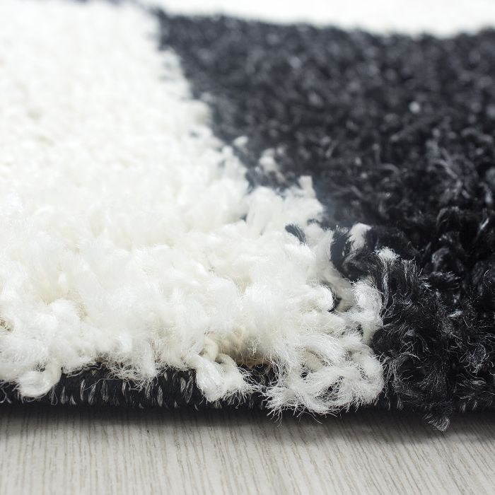 Life Shaggy Block teppich hochflor rechteckig 120x170cm schwarz