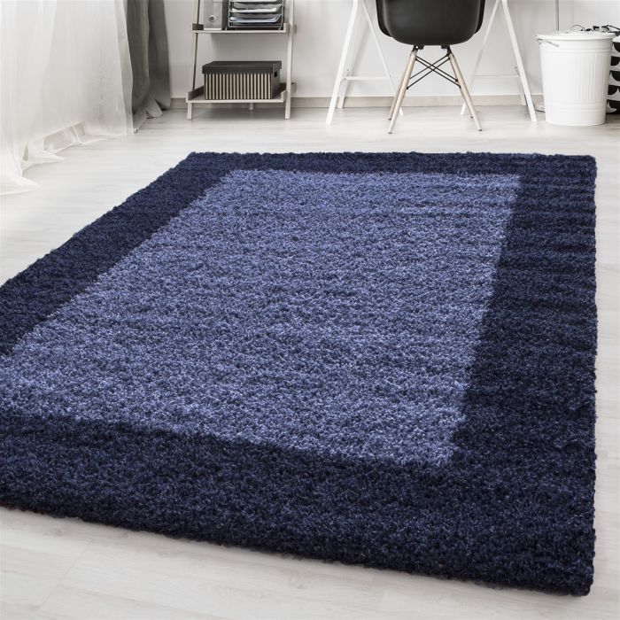 Life Shaggy Schatten teppich hochflor läufer 100x200cm navy blau
