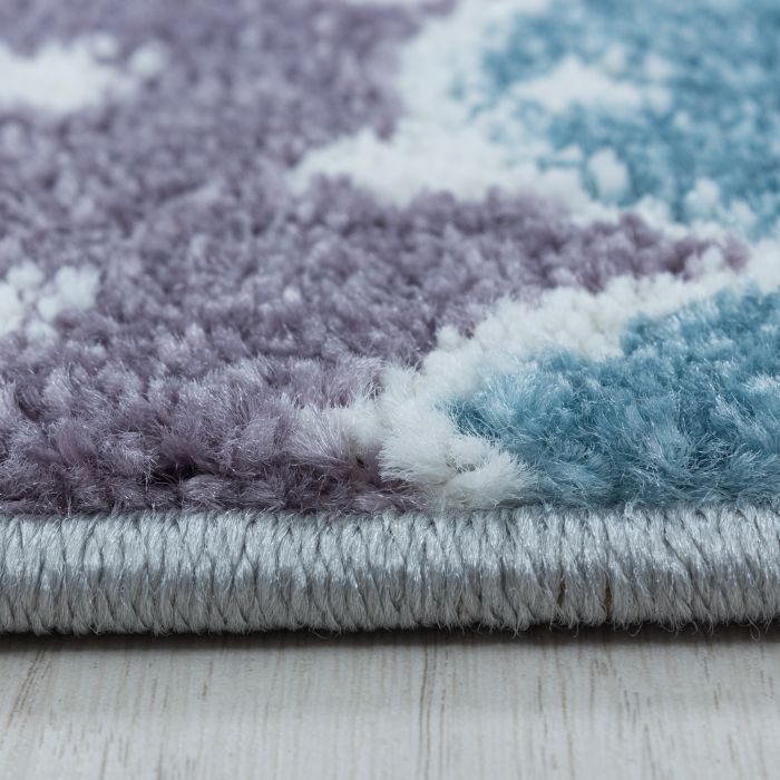 Lucky Wolken baby kinderzimmer teppich kurzflor rund Ø 120cm grau