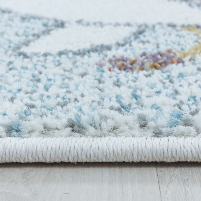 Lucky Giraffe baby kinderzimmer teppich kurzflor rund Ø 160cm blau