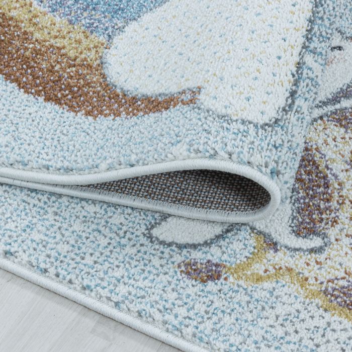Lucky Giraffe baby kinderzimmer teppich kurzflor rund Ø 160cm blau