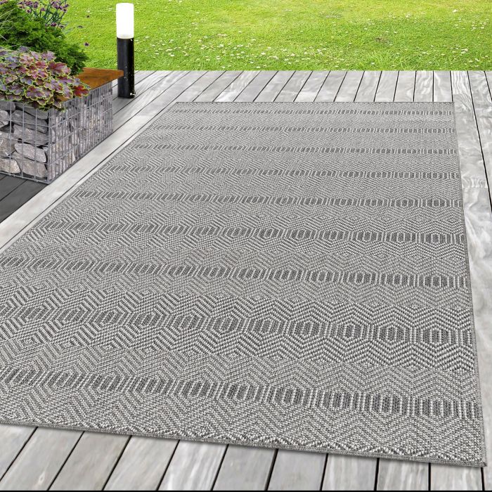 Aruba Frequen teppich indoor/outdoor flachgewebt läufer 80x250cm grau
