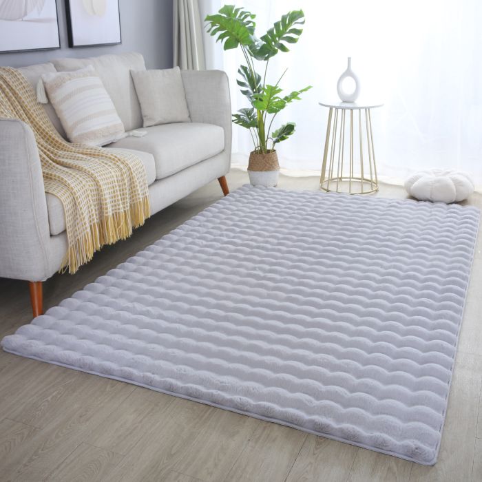 Ambiance 3D teppich fluffy hochflor rechteckig 120x170cm silber