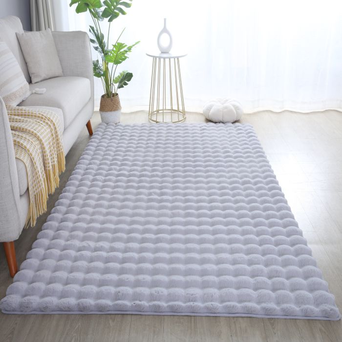 Ambiance 3D teppich fluffy hochflor rechteckig 200x290cm silber