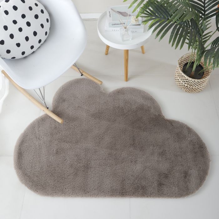 Caty Wolke kinderteppich einfarbiger fluffy hochflor 80x120cm beige