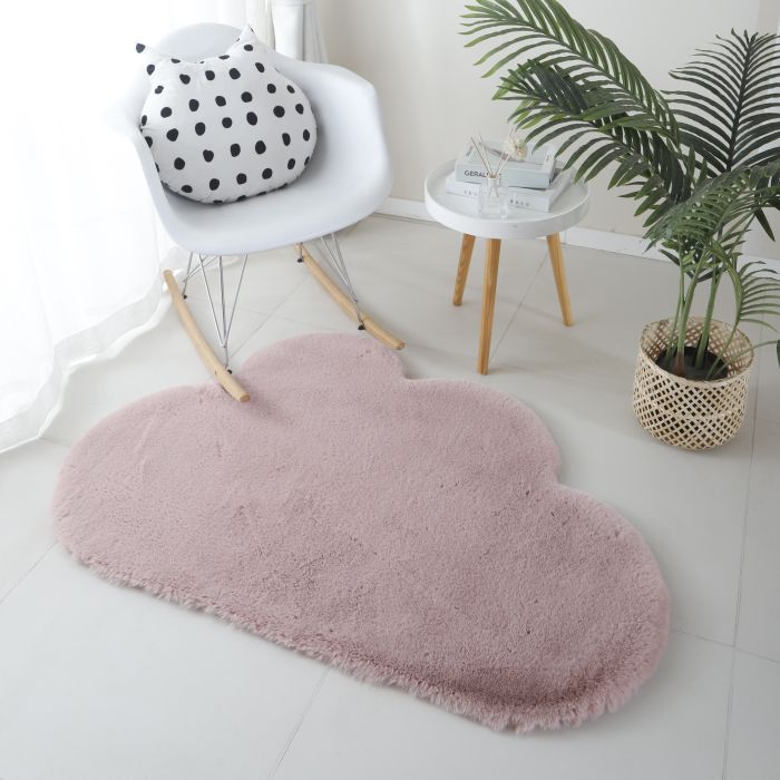 Caty Wolke kinderteppich einfarbiger fluffy hochflor 80x120cm rosa
