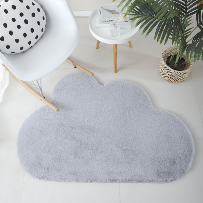 Caty Wolke kinderteppich einfarbiger fluffy hochflor 80x120cm silber
