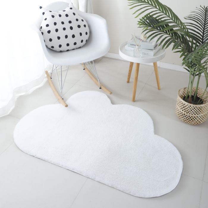 Caty Wolke kinderteppich einfarbiger fluffy hochflor 80x120cm weiß