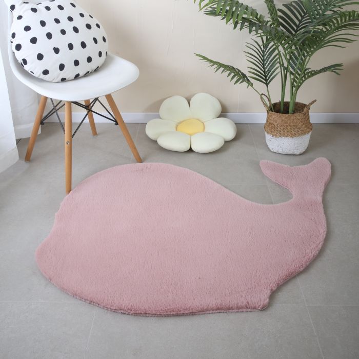 Caty Walfisch kinderteppich einfarbiger fluffy hochflor 80x120cm rosa