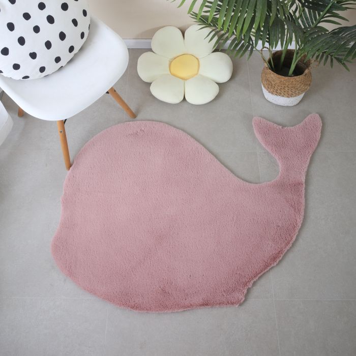 Caty Walfisch kinderteppich einfarbiger fluffy hochflor 80x120cm rosa