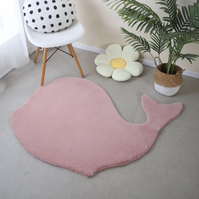 Caty Walfisch kinderteppich einfarbiger fluffy hochflor 80x120cm rosa