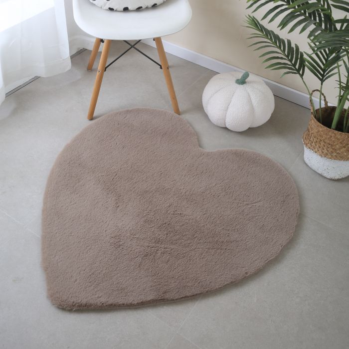 Caty Herz kinderteppich einfarbiger fluffy hochflor 90x90cm beige