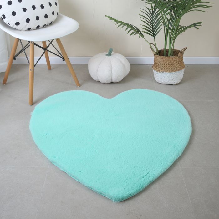Caty Herz kinderteppich einfarbiger fluffy hochflor 90x90cm mintgrün