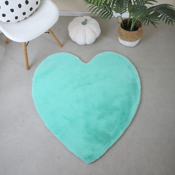 Caty Herz kinderteppich einfarbiger fluffy hochflor 90x90cm mintgrün
