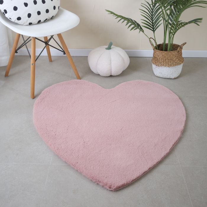 Caty Herz kinderteppich einfarbiger fluffy hochflor 90x90cm rosa