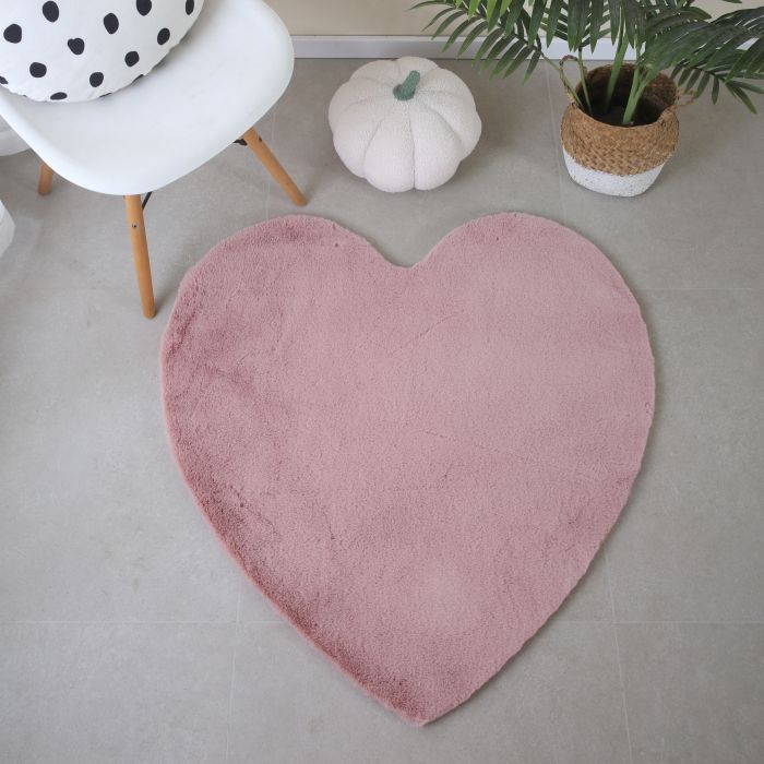 Caty Herz kinderteppich einfarbiger fluffy hochflor 90x90cm rosa