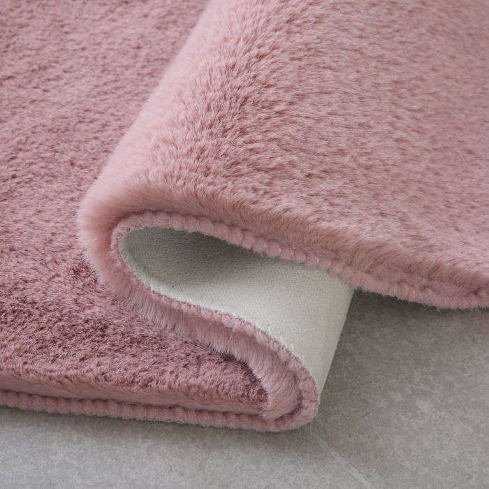 Caty Herz kinderteppich einfarbiger fluffy hochflor 90x90cm rosa