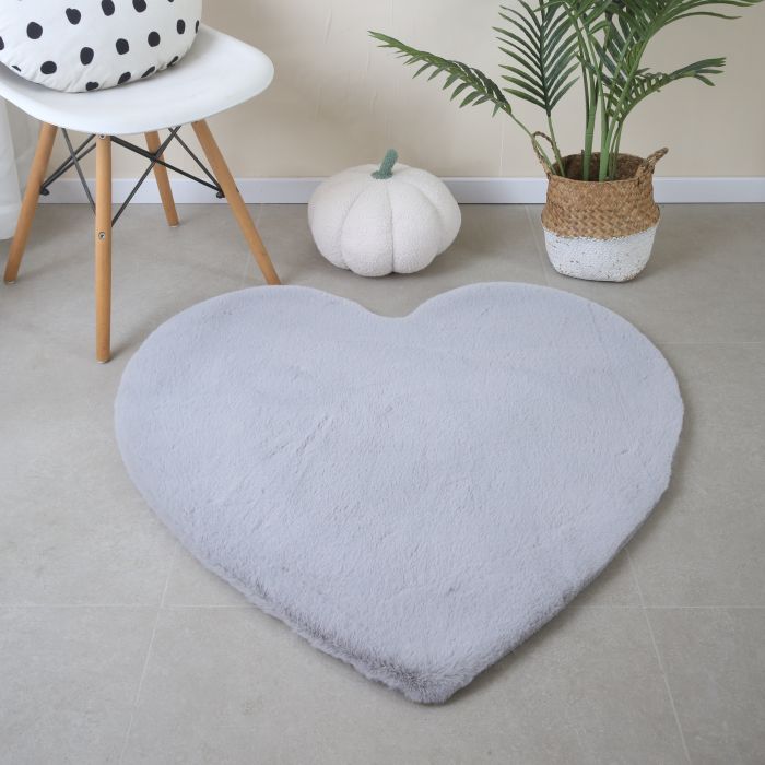 Caty Herz kinderteppich einfarbiger fluffy hochflor 90x90cm silber