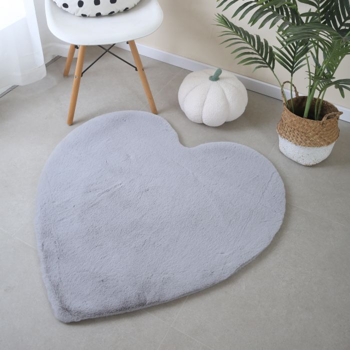 Caty Herz kinderteppich einfarbiger fluffy hochflor 90x90cm silber