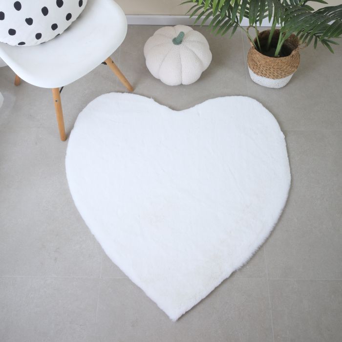 Caty Herz kinderteppich einfarbiger fluffy hochflor 90x90cm weiß