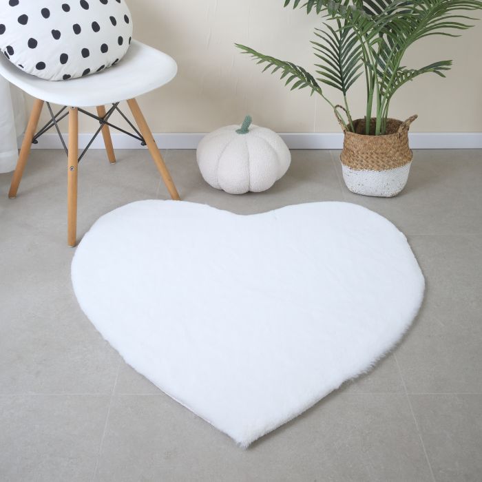 Caty Herz kinderteppich einfarbiger fluffy hochflor 90x90cm weiß