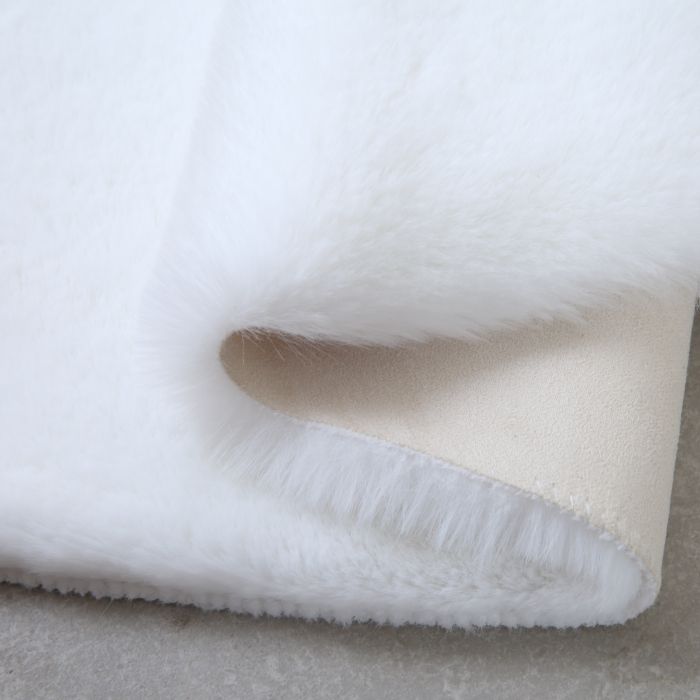 Caty Herz kinderteppich einfarbiger fluffy hochflor 90x90cm weiß