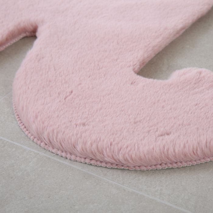 Caty Elefant kinderteppich einfarbiger fluffy hochflor 80x100cm rosa