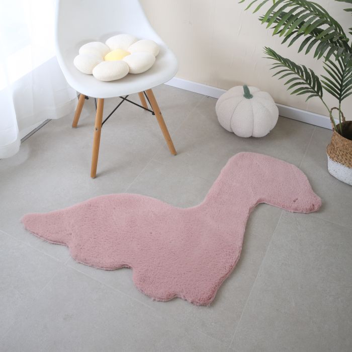 Caty Dino kinderteppich einfarbiger fluffy hochflor 80x100cm rosa
