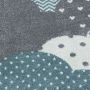 Bambi Wolken kinderzimmer teppich kurzflor rechteckig 80x150cm blau